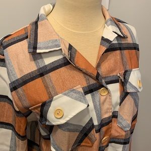 NWOT COEUR DE VAGUE Plaid Shacket Jacket Shirt size XXL